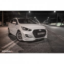 2 899 р. Накладка на передний бампер TopKontur Design v2 Hyundai Solaris RBr хэтчбэк дорестайлинг (2010-2014) (Неокрашенная)  с доставкой в г. Набережные‑Челны. Увеличить фотографию 9