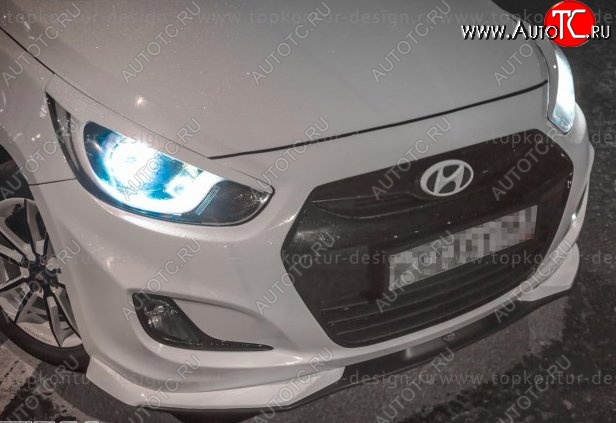 2 899 р. Накладка на передний бампер TopKontur Design v2 Hyundai Solaris RBr хэтчбэк дорестайлинг (2010-2014) (Неокрашенная)  с доставкой в г. Набережные‑Челны