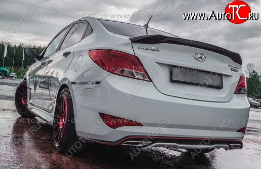 8 999 р. Накладка на задний бампер TopKontur Design Hyundai Solaris RBr седан дорестайлинг (2010-2014) (Неокрашенная)  с доставкой в г. Набережные‑Челны