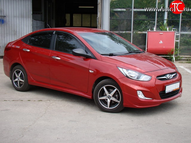 4 749 р. Пороги накладки Sport v2 Hyundai Solaris RBr седан дорестайлинг (2010-2014) (Неокрашенные)  с доставкой в г. Набережные‑Челны