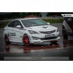 4 999 р. Пороги накладки TopKontur Design Hyundai Solaris RBr седан дорестайлинг (2010-2014) (Неокрашенные)  с доставкой в г. Набережные‑Челны. Увеличить фотографию 2