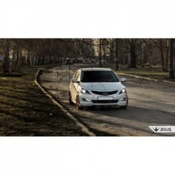 4 499 р. Накладка на передний бампер TopKontur Design Hyundai Solaris RBr седан рестайлинг (2014-2017) (Глянец под окраску, Неокрашенная)  с доставкой в г. Набережные‑Челны. Увеличить фотографию 6