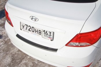 1 189 р. Накладка защитная на задний бампер Yuago Hyundai Solaris RBr седан рестайлинг (2014-2017)  с доставкой в г. Набережные‑Челны. Увеличить фотографию 4