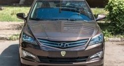 929 р. Реснички на фары Кураж  Hyundai Solaris  RBr (2014-2017) седан рестайлинг (Неокрашенные)  с доставкой в г. Набережные‑Челны. Увеличить фотографию 2