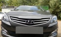 2 099 р. Сетка на бампер Russtal (черная) Hyundai Solaris RBr седан рестайлинг (2014-2017)  с доставкой в г. Набережные‑Челны. Увеличить фотографию 5