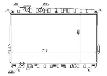 Радиатор двигателя (трубчатый, 2.0/2.4/2.5/2.7, МКПП) SAT Hyundai (Хюндаи) Sonata (Соната)  EF (2001-2013), KIA (КИА) Magentis (Магентис) (2000-2005),  Optima (Оптима)  1 GD (2000-2005)
