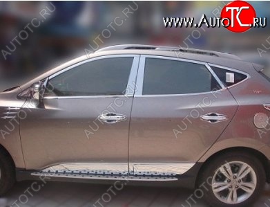 3 749 р. Накладки на верхнюю часть по периметру окон боковых дверей СТ Hyundai Tucson LM (2010-2017) (Неокрашенные)  с доставкой в г. Набережные‑Челны