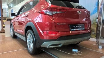 5 649 р. Накладка на задний бампер АвтоКрат Hyundai Tucson TL дорестайлинг (2015-2018) (Неокрашенная)  с доставкой в г. Набережные‑Челны. Увеличить фотографию 3