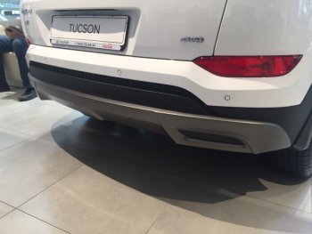 5 649 р. Накладка на задний бампер АвтоКрат Hyundai Tucson TL дорестайлинг (2015-2018) (Неокрашенная)  с доставкой в г. Набережные‑Челны. Увеличить фотографию 4