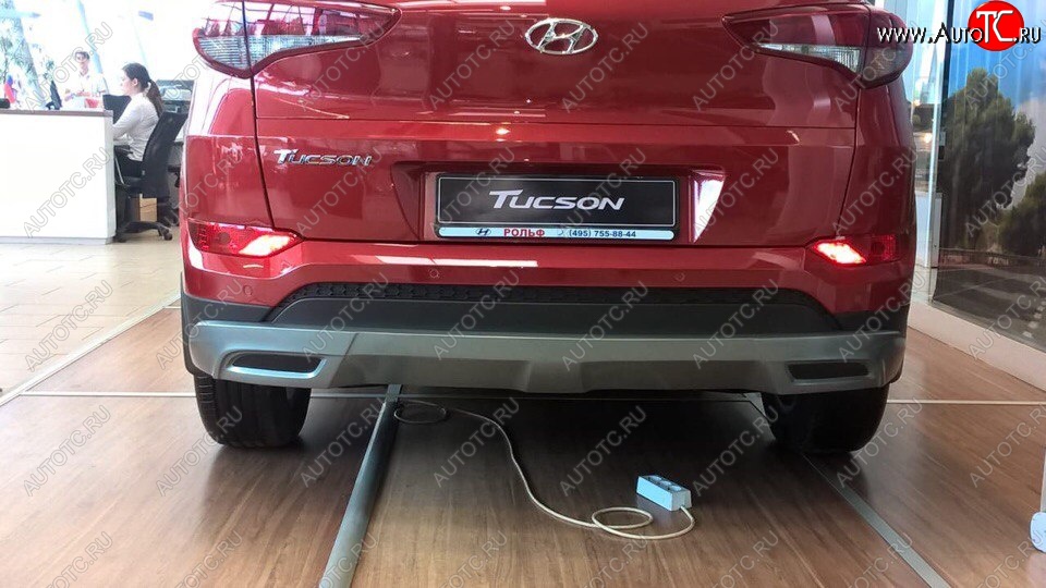 5 649 р. Накладка на задний бампер АвтоКрат Hyundai Tucson TL дорестайлинг (2015-2018) (Неокрашенная)  с доставкой в г. Набережные‑Челны