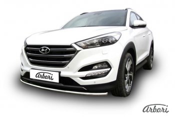 11 789 р. Защита переднего бампера Arbori (нержавейка, 1 труба d42 mm). Hyundai Tucson TL дорестайлинг (2015-2018)  с доставкой в г. Набережные‑Челны. Увеличить фотографию 2