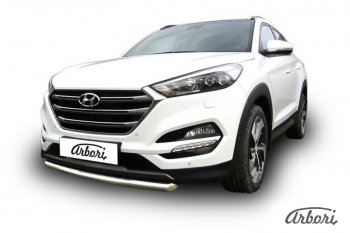 14 291 р. Защита переднего бампера Arbori (нержавейка, 1 труба d57 mm). Hyundai Tucson TL дорестайлинг (2015-2018)  с доставкой в г. Набережные‑Челны. Увеличить фотографию 2