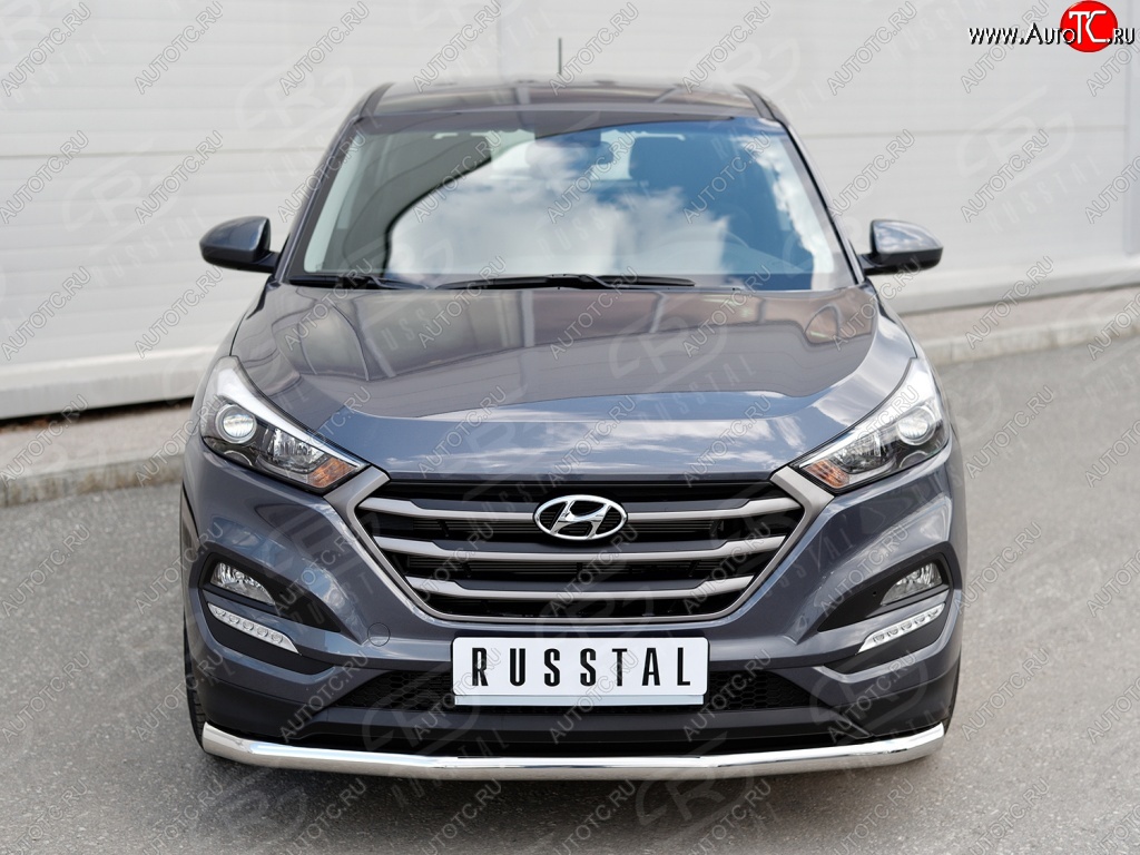 17 749 р. Защита переднего бампера (Ø63 мм, нержавейка) SLITKOFF  Hyundai Tucson  TL (2015-2018) дорестайлинг  с доставкой в г. Набережные‑Челны