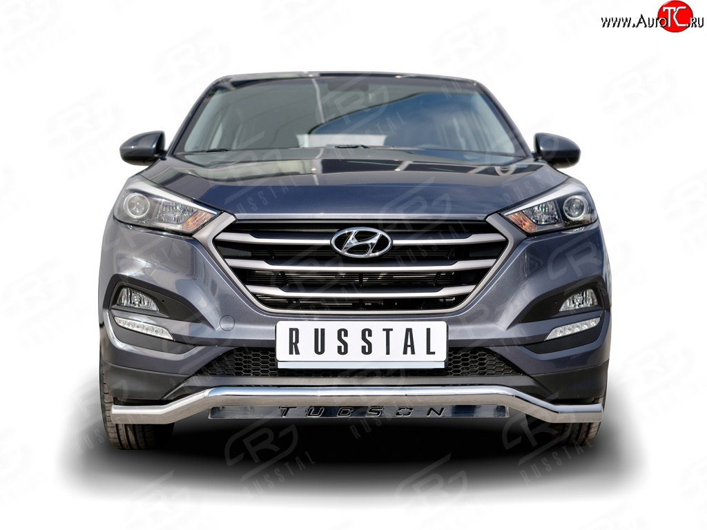 20 549 р. Защита переднего бампера (Ø63 мм волна, нержавейка) SLITKOFF  Hyundai Tucson  TL (2015-2018) дорестайлинг  с доставкой в г. Набережные‑Челны