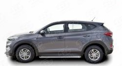 20 749 р. Широкая защита порогов Russtal Hyundai Tucson TL дорестайлинг (2015-2018) (Защита порогов с со скосами на торцах (вариант 1))  с доставкой в г. Набережные‑Челны. Увеличить фотографию 3