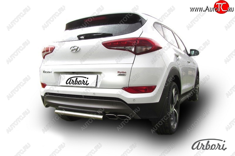 14 249 р. Защита штатных порогов Arbori (нержавейка, d57 mm). Hyundai Tucson TL дорестайлинг (2015-2018)  с доставкой в г. Набережные‑Челны