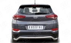 Защита заднего бампера (Ø63 мм волна, нержавейка) SLITKOFF Hyundai Tucson TL дорестайлинг (2015-2018)