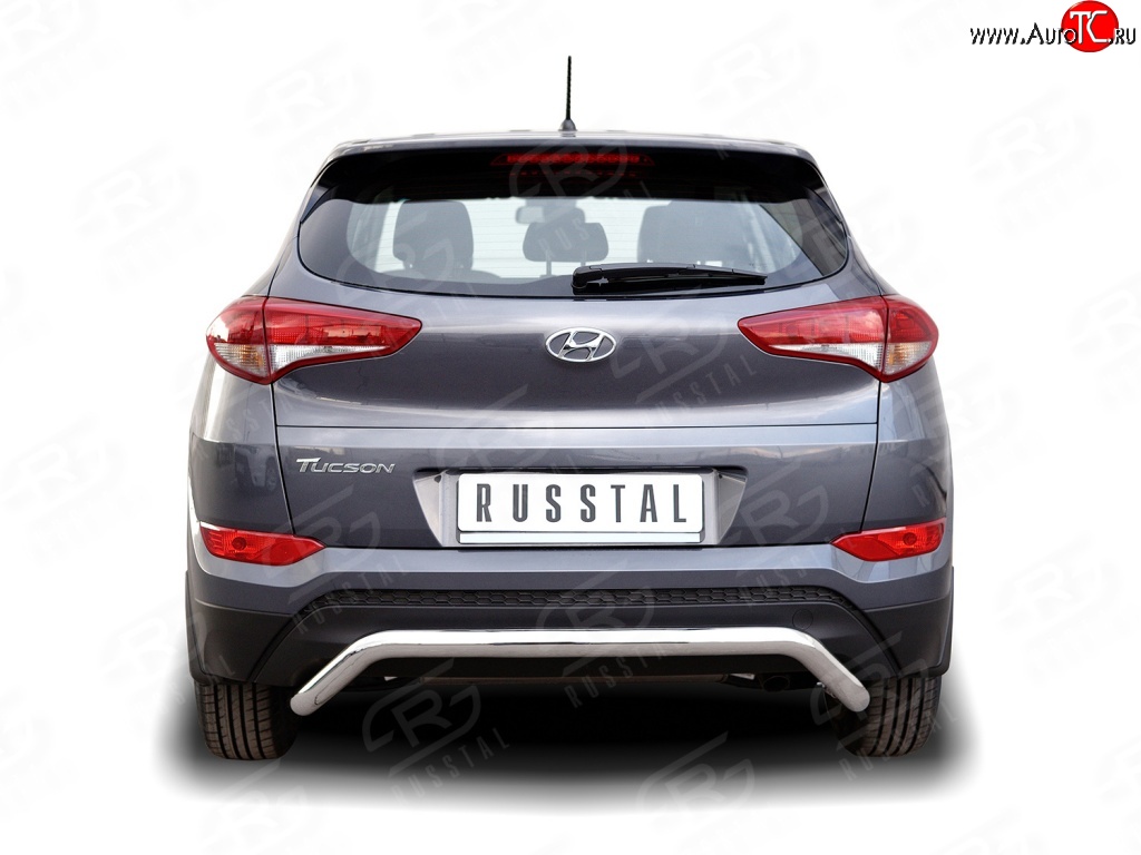 16 999 р. Защита заднего бампера (Ø63 мм волна короткая, нержавейка) SLITKOFF  Hyundai Tucson  TL (2015-2018) дорестайлинг  с доставкой в г. Набережные‑Челны