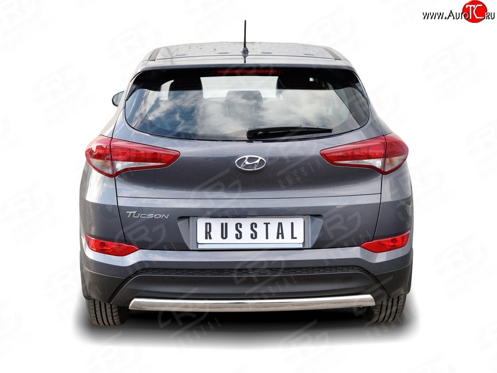 14 999 р. Защита заднего бампера (Ø75x42 мм, нержавейка) Russtal Hyundai Tucson TL дорестайлинг (2015-2018)  с доставкой в г. Набережные‑Челны