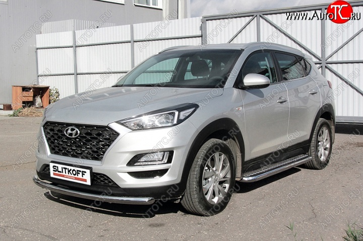 20 649 р. Защита порогов d57 Slitkoff (с листом)  Hyundai Tucson  TL (2018-2021) рестайлинг  с доставкой в г. Набережные‑Челны