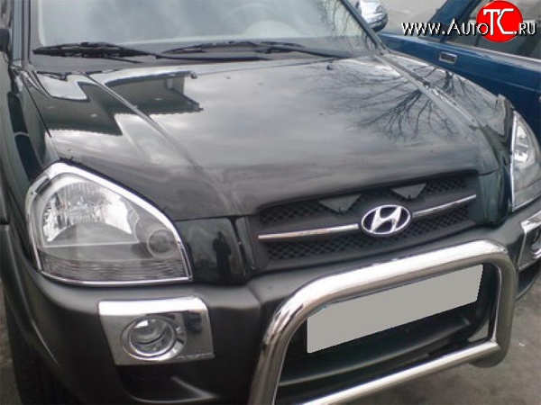 2 204 р. Дефлектор капота NovLine (рестайлинг) Hyundai Tucson JM (2004-2010)  с доставкой в г. Набережные‑Челны