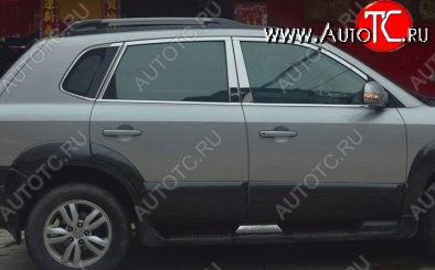 6 899 р. Накладки на верхнюю часть по периметру окон боковых дверей СТ Hyundai Tucson JM (2004-2010) (Неокрашенные)  с доставкой в г. Набережные‑Челны