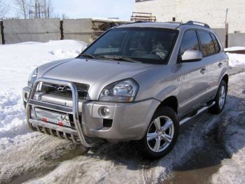 Кенгурятник из трубы d57 Slitkoff (высокий) Hyundai Tucson JM (2004-2010)