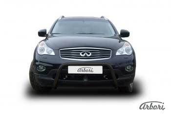 Защита переднего бампера Arbori (низкая, черная, 1 труба d57 mm). INFINITI EX35 J50 (2007-2013)