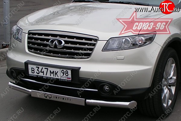 28 394 р. Защита переднего бампера одинарная (Европа) Souz-96 (d76) INFINITI FX35 S50 рестайлинг (2006-2008)  с доставкой в г. Набережные‑Челны