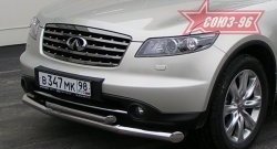 Защита переднего бампера двойная (Европа) Souz-96 (d76/60) INFINITI FX35 S50 рестайлинг (2006-2008)