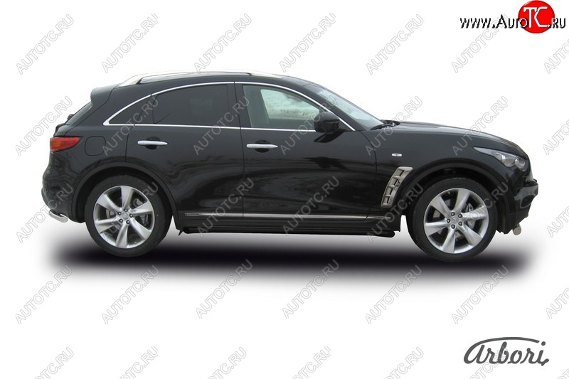 8 369 р. Защита штатных порогов Arbori (черная, d57 mm). INFINITI FX35 S51 дорестайлинг (2008-2011)  с доставкой в г. Набережные‑Челны