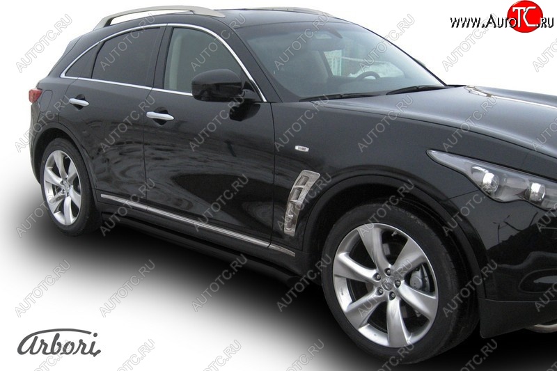 10 259 р. Защита штатных порогов Arbori (черная, d76 mm). INFINITI FX35 S51 дорестайлинг (2008-2011)  с доставкой в г. Набережные‑Челны