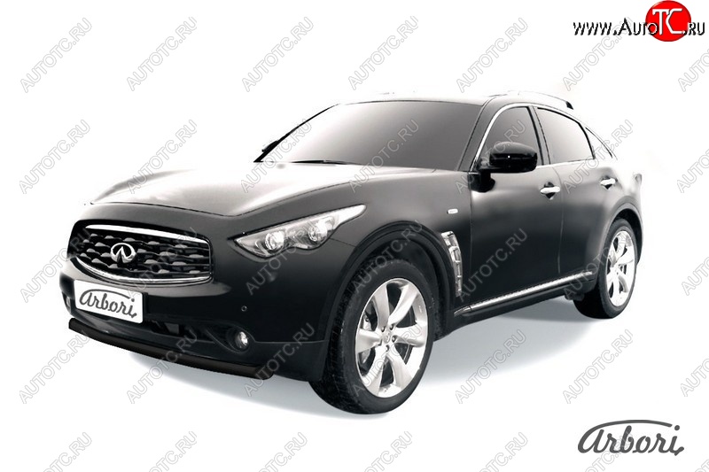 11 159 р. Защита переднего бампера Arbori (черная, 1 труба d76 mm). INFINITI FX35 S51 дорестайлинг (2008-2011)  с доставкой в г. Набережные‑Челны