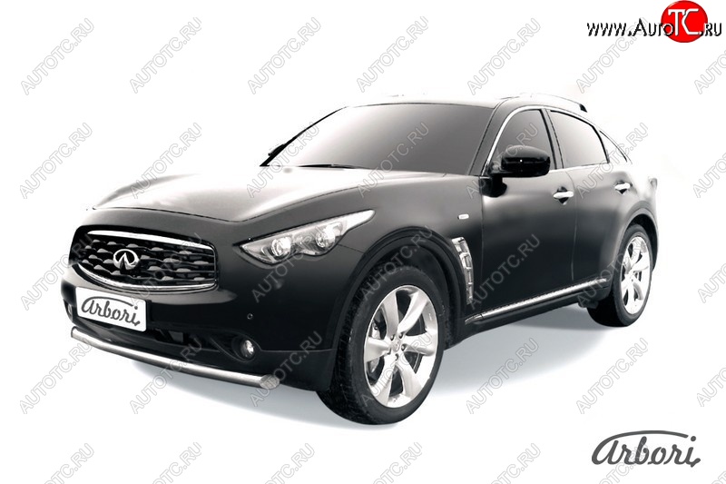 4 999 р. Защита переднего бампера Arbori (нержавейка, 1 труба d76 mm). INFINITI FX35 S51 дорестайлинг (2008-2011)  с доставкой в г. Набережные‑Челны