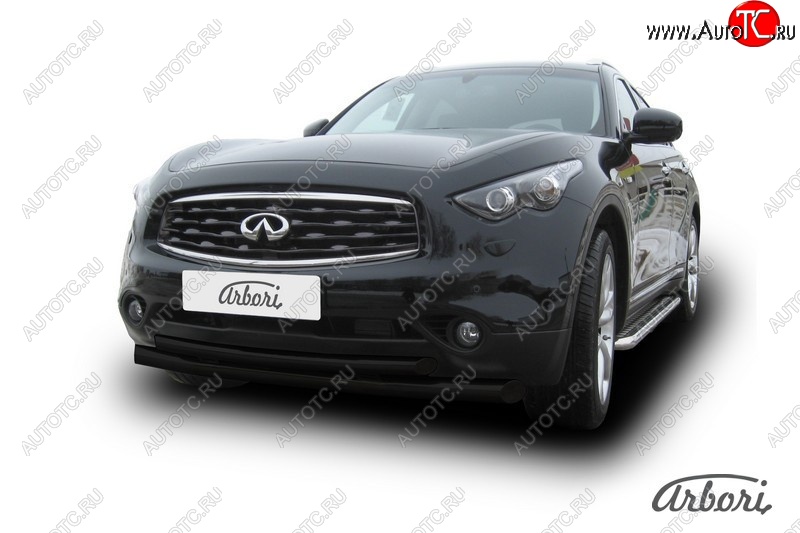 13 859 р. Защита переднего бампера Arbori (черная, 2 трубы d76 и 57 mm) INFINITI FX35 S51 дорестайлинг (2008-2011)  с доставкой в г. Набережные‑Челны