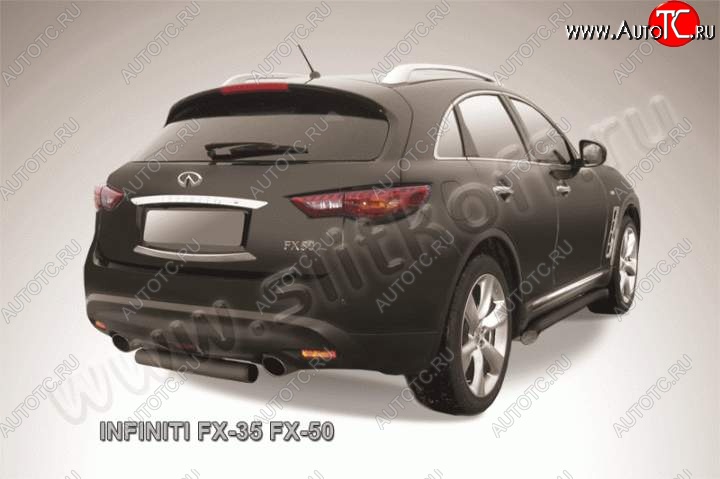 8 449 р. Защита заднего бампера из трубы d76 Slitkoff (короткая) INFINITI FX35 S51 дорестайлинг (2008-2011) (Цвет: серебристый)  с доставкой в г. Набережные‑Челны