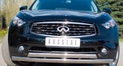 27 649 р. Защита переднего бампера (2 трубыØ75х42 мм, нержавейка) Russtal INFINITI QX70 S51 (2013-2020)  с доставкой в г. Набережные‑Челны. Увеличить фотографию 2