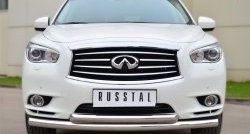 Защита переднего бампера (2 трубыØ76 и 63 мм, нержавейка) SLITKOFF INFINITI JX35 (2012-2014)