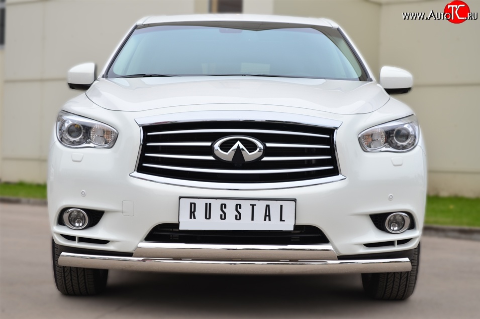 24 999 р. Защита переднего бампера (2 трубыØ75х42 мм, нержавейка) Russtal INFINITI JX35 (2012-2014)  с доставкой в г. Набережные‑Челны