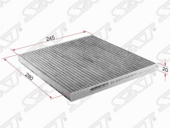 Фильтр салонный SAT (угольный, 280х245х20 mm) INFINITI (Инфинити) JX35 (ЙX35) (2012-2014), Nissan (Нисан) Altima (Альтима)  седан (2012-2015),  Murano (Мурано)  3 Z52 (2015-2024),  Pathfinder (Патфайндер)  R52 (2012-2017),  Teana (Тиана)  3 L33 (2014-2020)