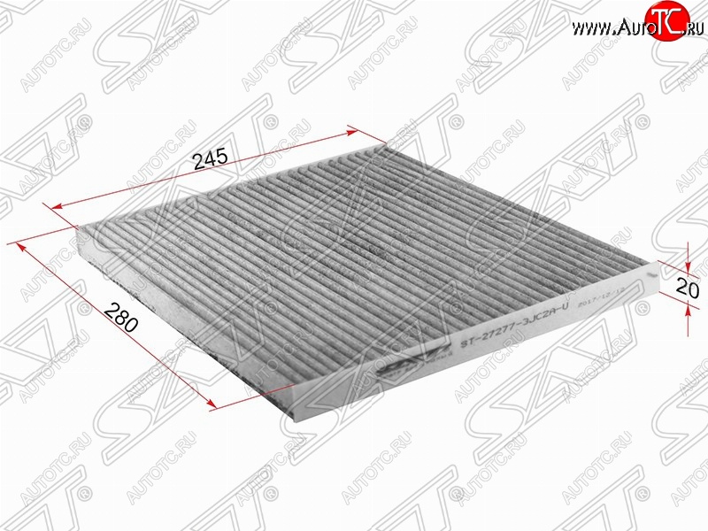 275 р. Фильтр салонный SAT (угольный, 280х245х20 mm)  INFINITI JX35 (2012-2014), Nissan Altima  седан (2012-2015), Nissan Murano  3 Z52 (2015-2024), Nissan Pathfinder  R52 (2012-2017), Nissan Teana  3 L33 (2014-2020)  с доставкой в г. Набережные‑Челны