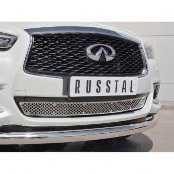 4 849 р. Решетка радиатора Russtal лист (нерж) INFINITI QX60 L50 рестайлинг (2016-2021) (Неокрашенная)  с доставкой в г. Набережные‑Челны. Увеличить фотографию 2