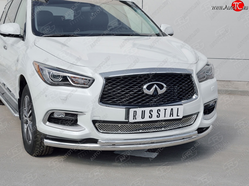 17 949 р. Защита переднего бампера (2 трубыØ63 и 42 мм, нержавейка) SLITKOFF INFINITI QX60 L50 рестайлинг (2016-2021)  с доставкой в г. Набережные‑Челны