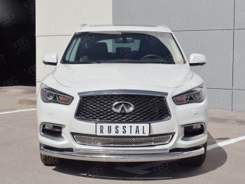 23 649 р. Защита заднего бампера (Ø76 и 42 мм, нержавейка) SLITKOFF  INFINITI QX60  L50 (2016-2021) рестайлинг  с доставкой в г. Набережные‑Челны. Увеличить фотографию 2