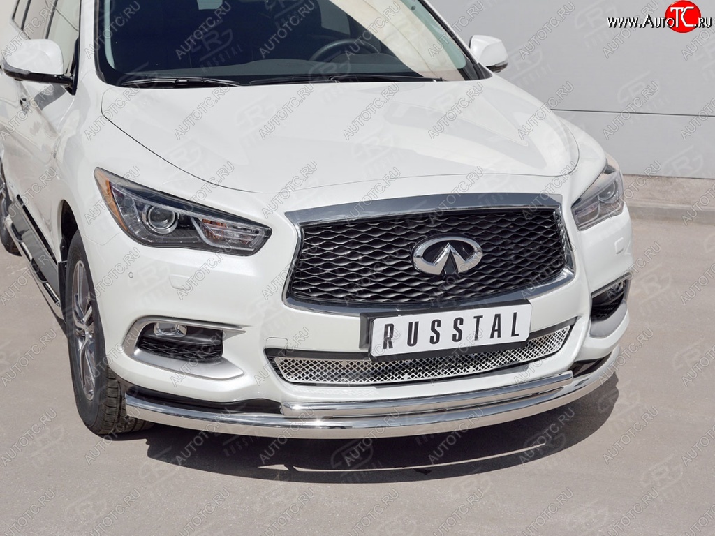 23 649 р. Защита заднего бампера (Ø76 и 42 мм, нержавейка) SLITKOFF  INFINITI QX60  L50 (2016-2021) рестайлинг  с доставкой в г. Набережные‑Челны