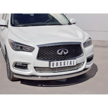 17 749 р. Защита переднего бампера (Ø75х42 мм, нержавейка) Russtal INFINITI QX60 L50 рестайлинг (2016-2021)  с доставкой в г. Набережные‑Челны. Увеличить фотографию 2