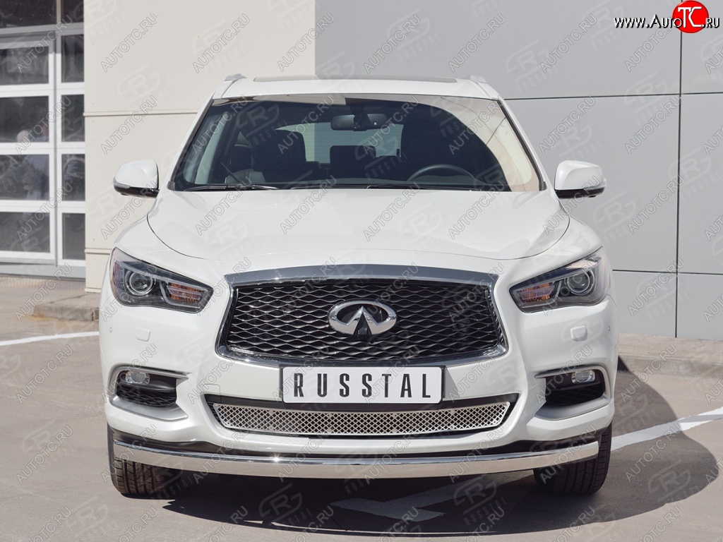 17 749 р. Защита переднего бампера (Ø75х42 мм, нержавейка) Russtal INFINITI QX60 L50 рестайлинг (2016-2021)  с доставкой в г. Набережные‑Челны