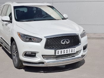 22 949 р. Защита переднего бампера (2 трубыØ63 и 75х42 мм, нержавейка) Russtal INFINITI QX60 L50 рестайлинг (2016-2021)  с доставкой в г. Набережные‑Челны. Увеличить фотографию 2