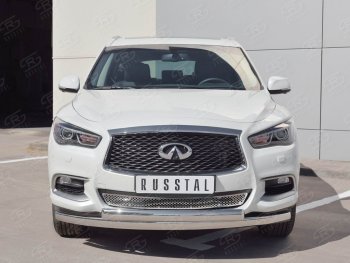 22 949 р. Защита переднего бампера (2 трубыØ63 и 75х42 мм, нержавейка) Russtal INFINITI QX60 L50 рестайлинг (2016-2021)  с доставкой в г. Набережные‑Челны. Увеличить фотографию 3