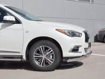 27 999 р. Защита переднего бампера (2 трубыØ75х42 мм, нержавейка) Russtal INFINITI QX60 L50 рестайлинг (2016-2021)  с доставкой в г. Набережные‑Челны. Увеличить фотографию 3